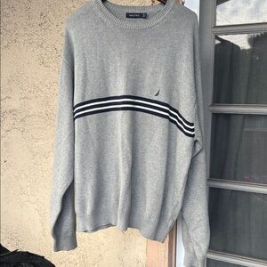 Nautica Men's Sweater in Gray with Stripe . Like New